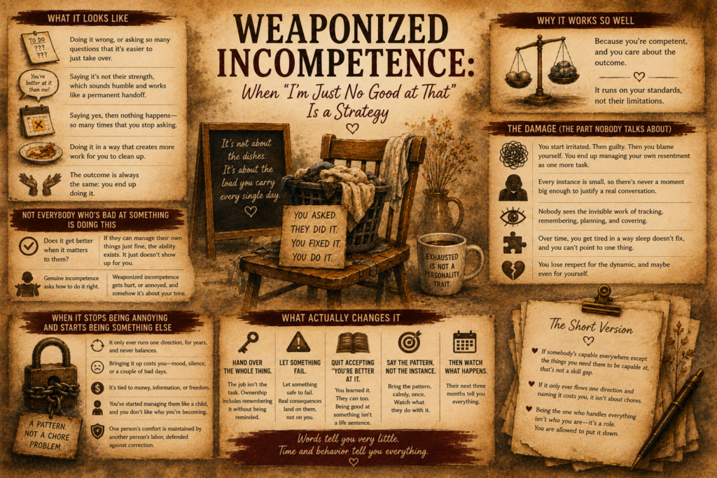 Weaponized Incompetence: When “I’m Just No Good at That” Is a Strategy