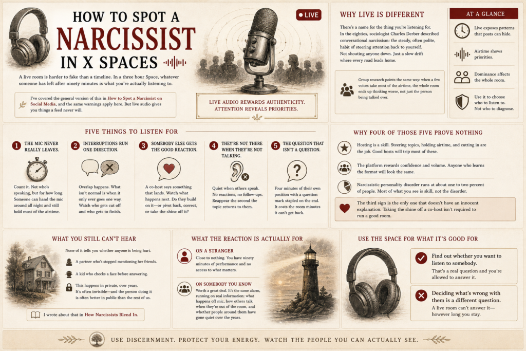 How to spot a narcissist in x spaces