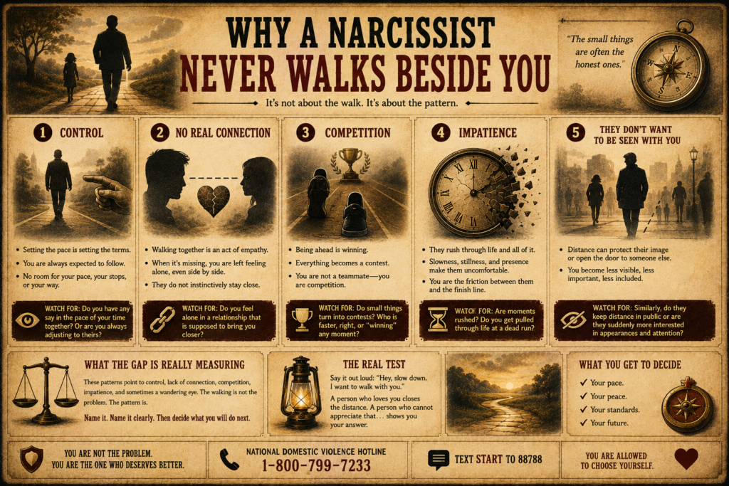 Why a Narcissist Never Walks Beside You